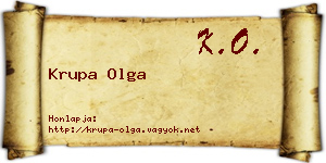 Krupa Olga névjegykártya